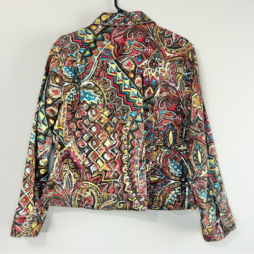 Chico's Multicolor Patterned Button Collar Jacket - image 3